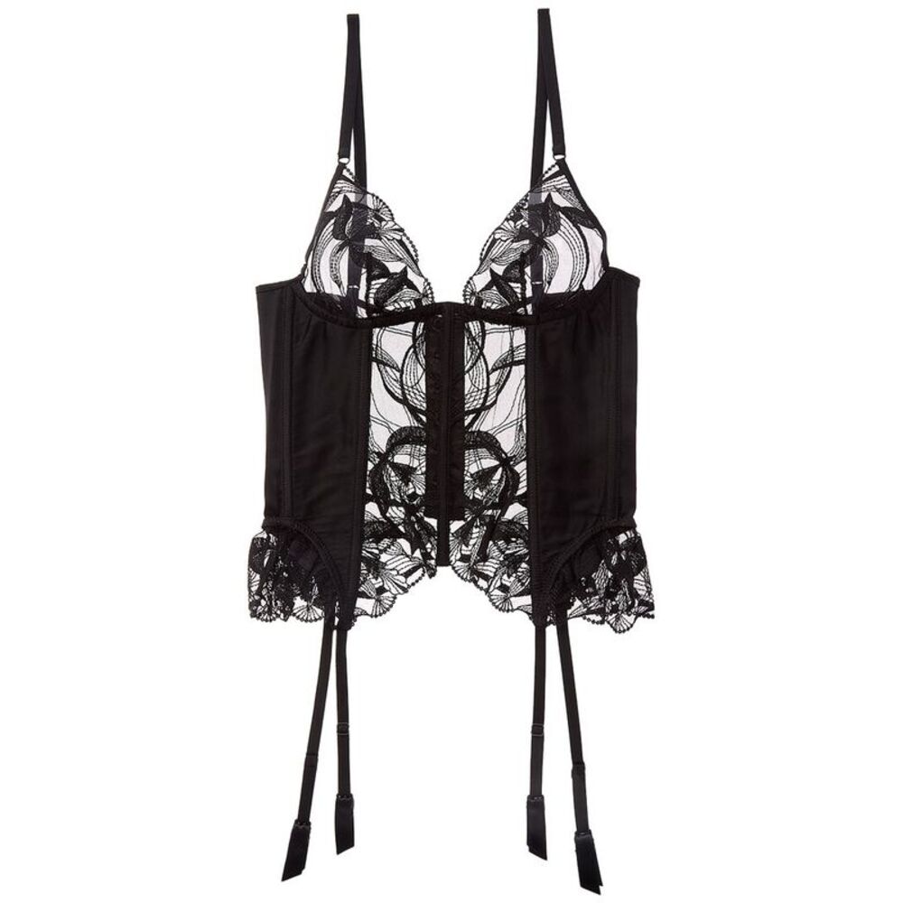 Kiki De Montparnasse Womens  Eclore Embroidery Merry Silk-Trim Widow, Black